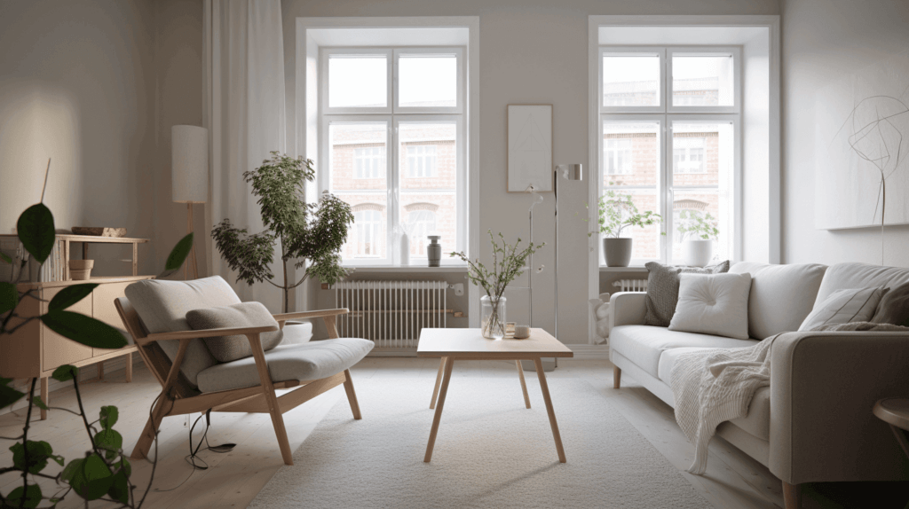 Scandinavian design living room filled with minimalist IKEA furniture